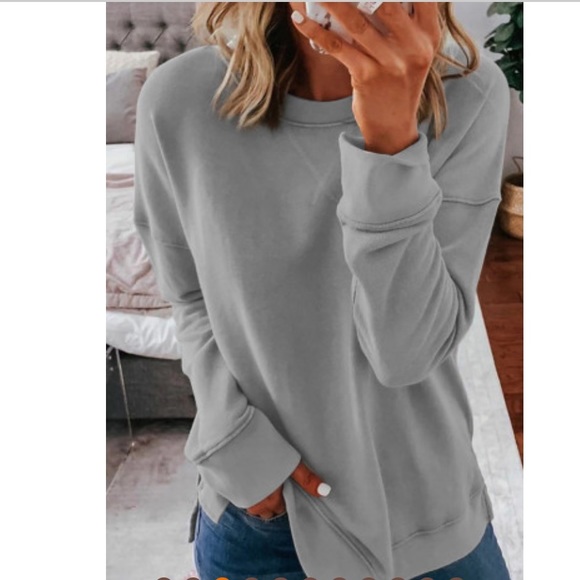 Elle Grey Crew Neck Long Sleeve Sweater (Various Colors)